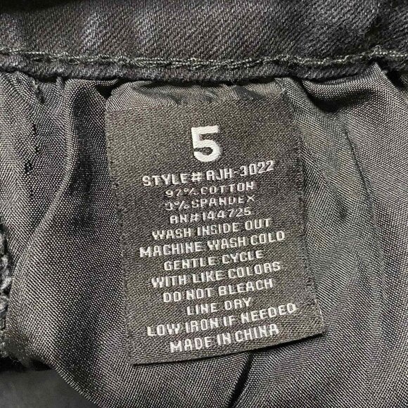 American Bazi Skinny Jeans Womens 5 Black Red Stripe Distressed High Waist - Picture 7 of 7